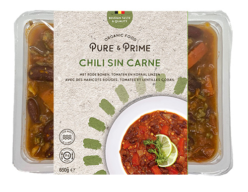Pure & Prime Chili sin carne - haricots rouges - tomates - lentilles corail bio 650g